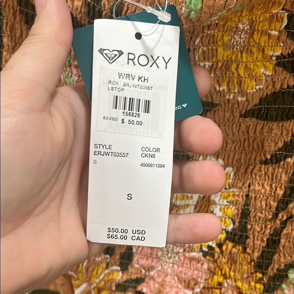 Roxy Floral Puff Sleeve Smocked On/Off Shoulder Blouse - Picture 2 of 8